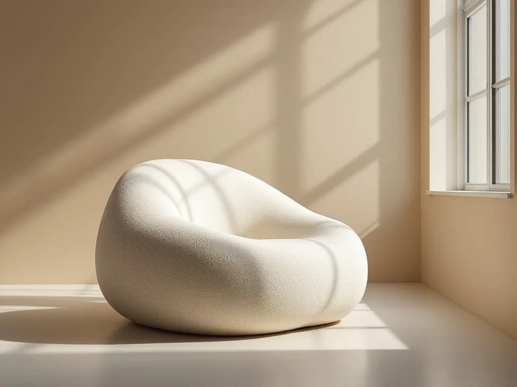 Fauteuil aux formes arrondies en bouclette crème